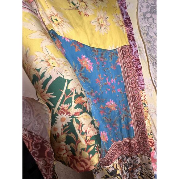 Free People Patchwork Love Robe Kimono Duster Western Boho Coverup Festival M/L - Picture 8 of 16